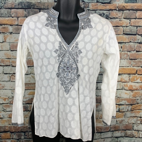 Bella Tu Tops - Bella Tu white sheer blouse Sz S